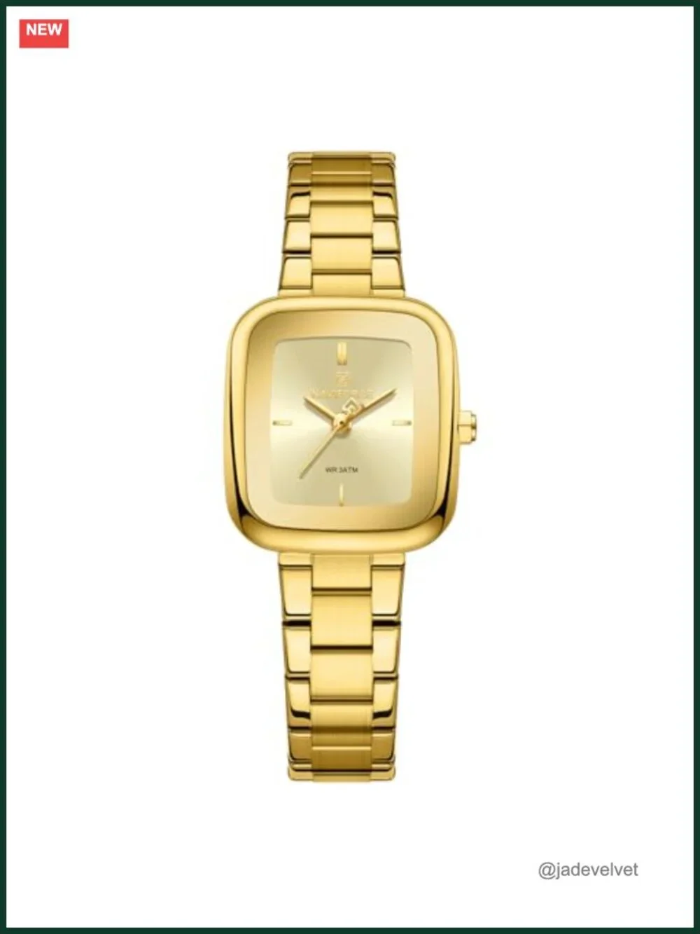 Vintage Square Quartz Watch with Stainless Steel Band, Waterproof Dress